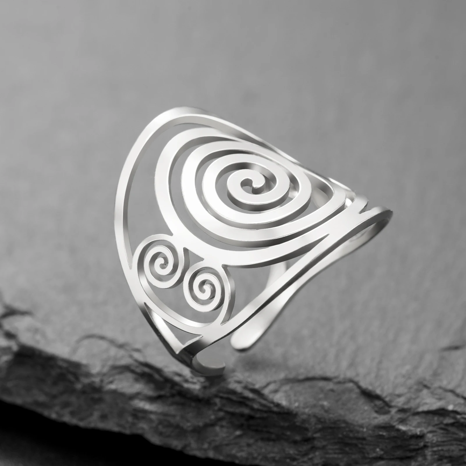 Anillo Espiral Celta en Acero Inoxidable