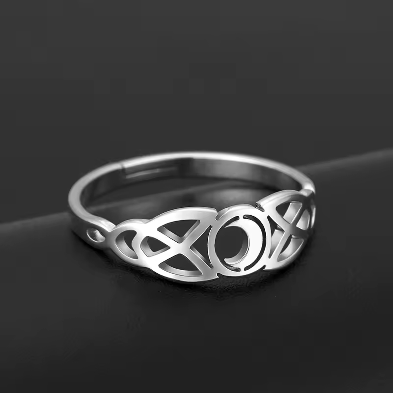 Anillo Luna Celta Ajustable en Acero Inoxidable