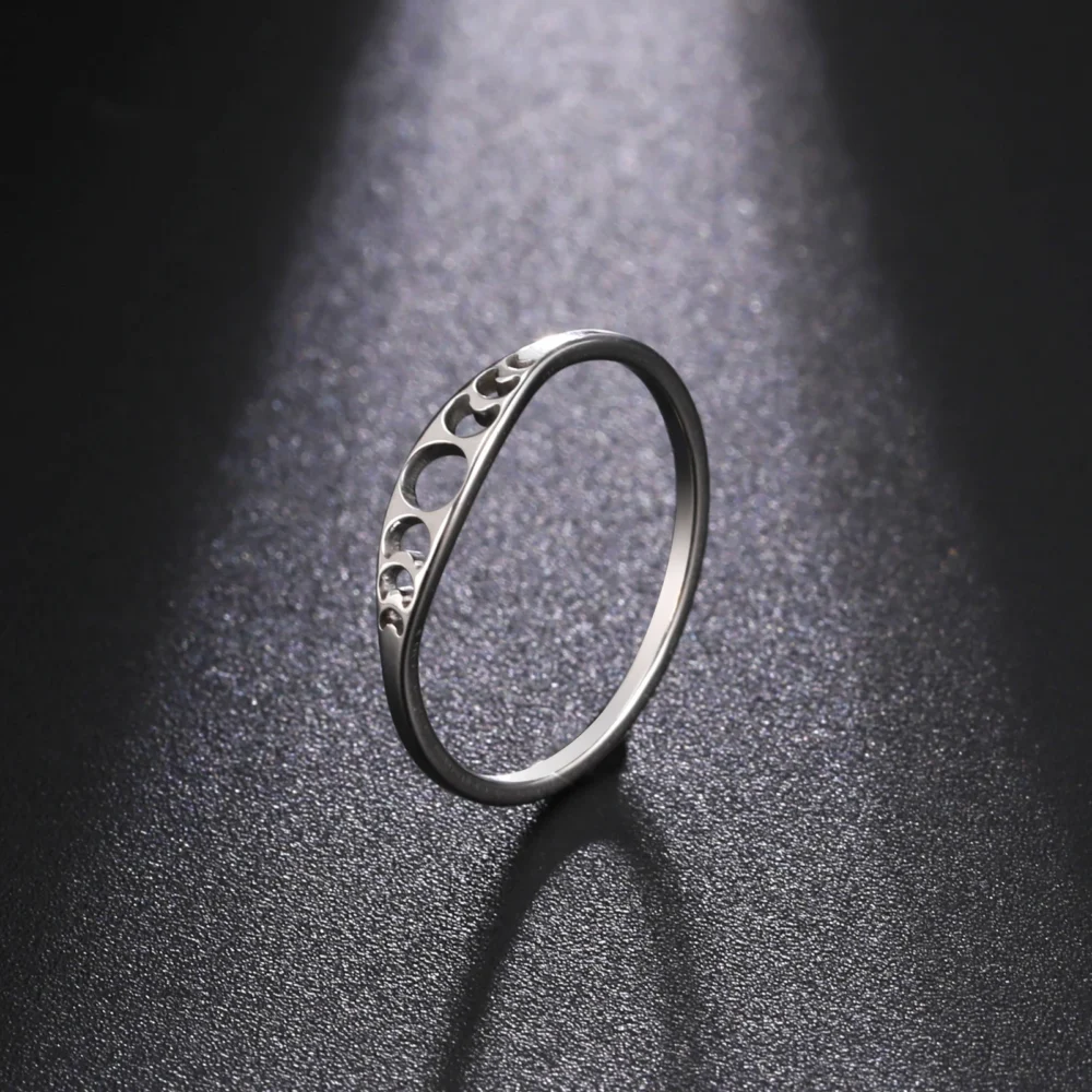 Anillo Fases Lunares Fino en Acero Inoxidable