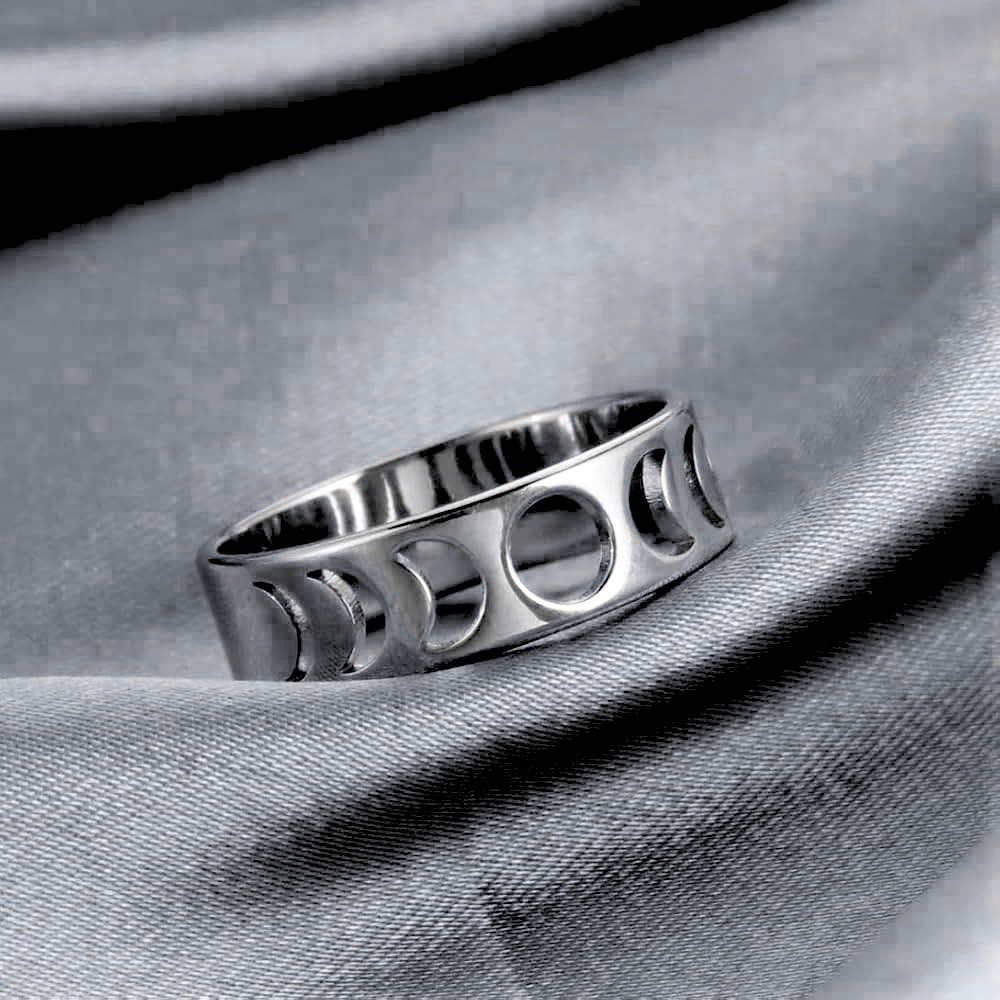 Anillo Fases Lunares en Acero Inoxidable
