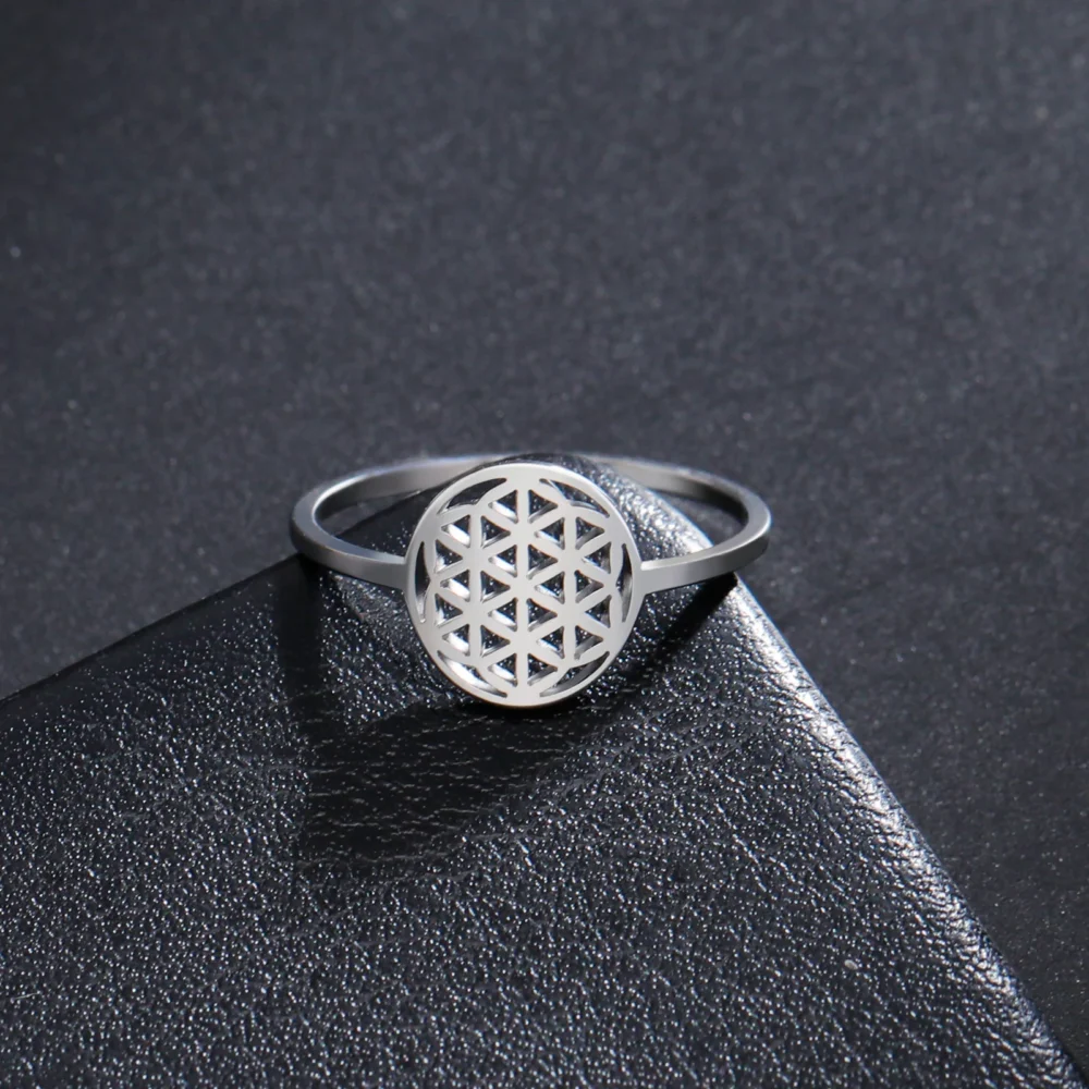 Anillo Flor de la Vida en Acero Inoxidable