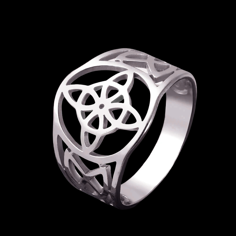 Anillo Nudo de Bruja Circular en Acero Inoxidable