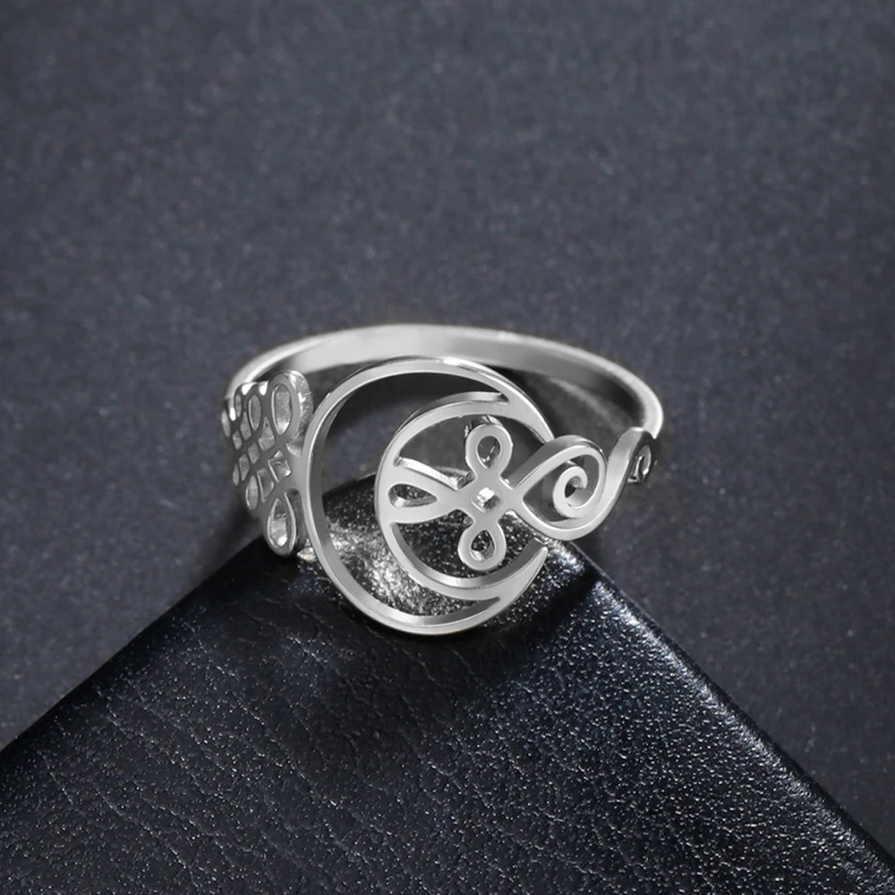 Anillo Luna Celta Entrelazada en Acero Inoxidable